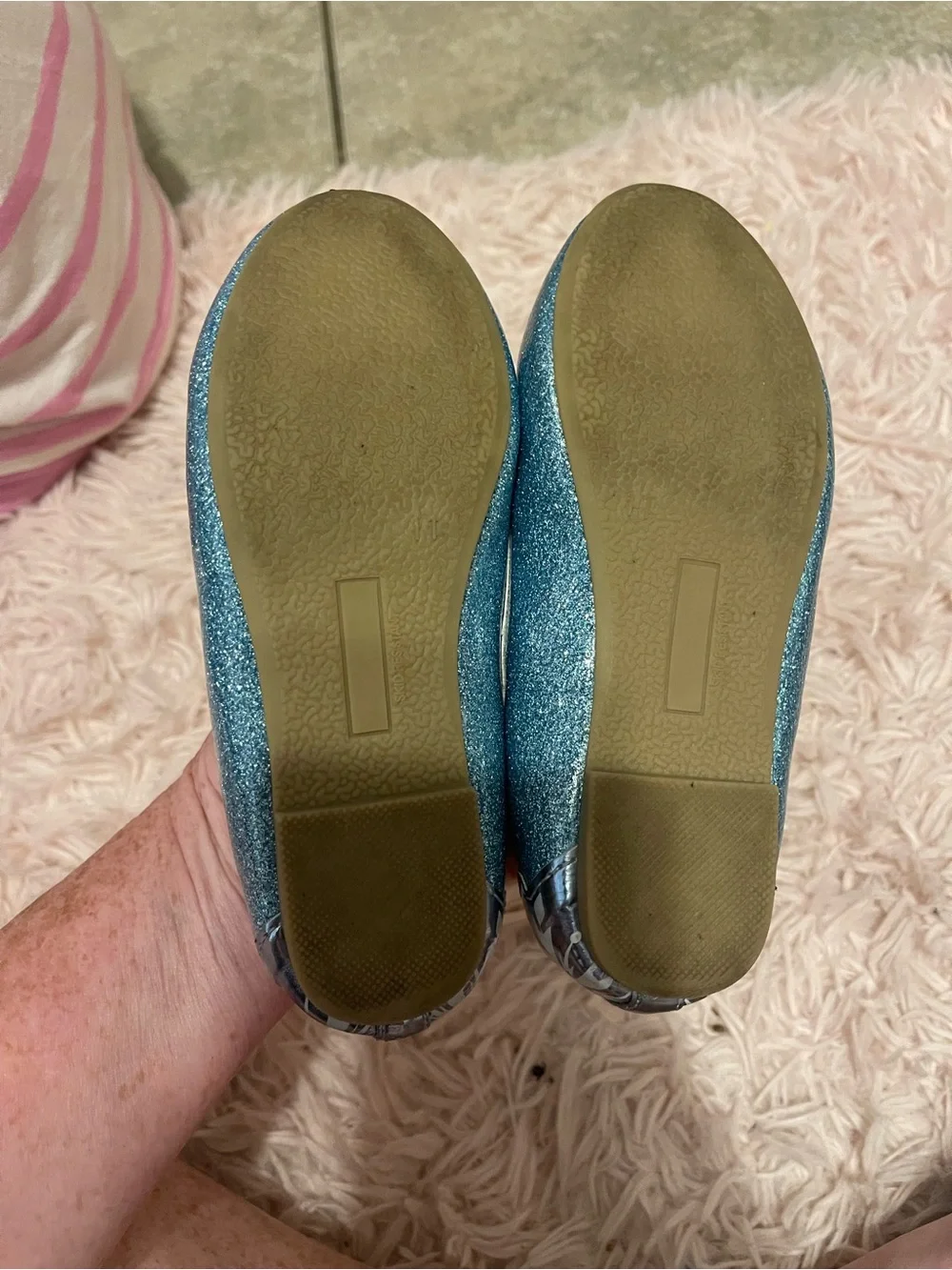 Disney Glitter Blue Frozen Mary Jane Shoes with Anna & Elsa
